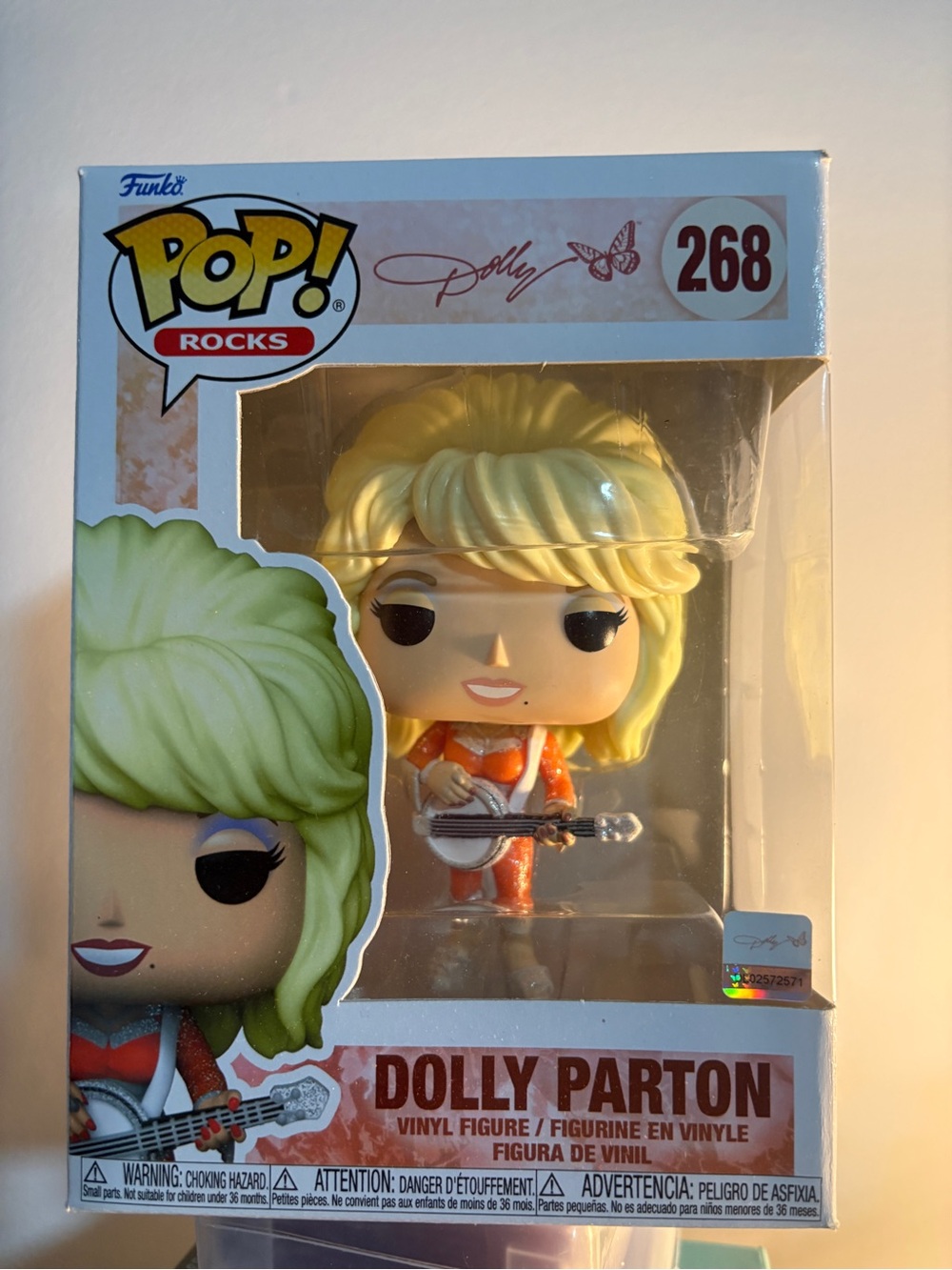 Dolly Parton, Funko Pop Orange outfit with a bit of glitter